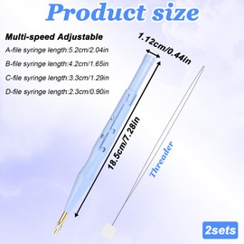 2 Pack Adjustable Embroidery Punch Needle Pen Tool, Punch Needles Adjustable Sewing Threader Needles Felting Threader Needle Pen Kit Tool for Stitching Applique Embellishment DIY Knitting(Blue, Pink)