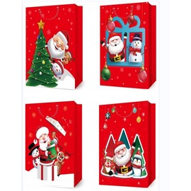 GiftWrap Etc. 12pcs Christmas Gift Bags 3D Holiday Party Strong Bag XL 16x12x5.2 inch
