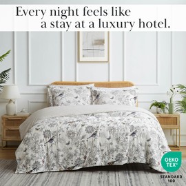 Southshore Fine Living, Inc. Oversized Floral California King/King Duvet Cover Set – Hotel Quality, Easy Care, Fade-Resistant Bedding – Includes 1 Duvet Cover and 2 Pillow Shams, Bayberry