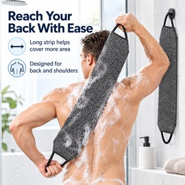 Nylon Back Scrubber for Shower – 2-Piece Long Exfoliating Bath Net for Full-Body Cleansing and Hard-to-Reach Areas
