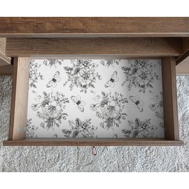 Micpolo 17.7In X 394In Shelf Liner Self Adhesive Drawer Liner for Kitchen Bedroom Cabinets Dresser Floral and Butterfly Waterproof Vinyl Rolls