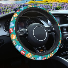 Owls Steering Wheel Cover Auto Steering Wheel Protector 15 inch Fit Auto SUV Vans Trucks