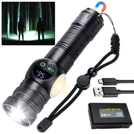 Ewenele Rechargeable Flashlight High Lumens, 1,200,000 Lumens LED Flash Light, Zoomable Super Bright Handheld Flashlights with 9 Modes, Side Light, Magnetic Base, USB C, Waterproof for Emergencies