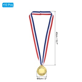 PATIKIL Blank Award Medals, 10 Pack Gold Award Medals with Neck Ribbon, Make Your Medals Kit, Winner Medals Prize for Sports Games Competitions