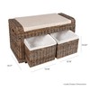 happimess HPM9104A Palermo 34.50" 2 Drawer Wicker Storage Bench, Rattan/Iron/Linen,