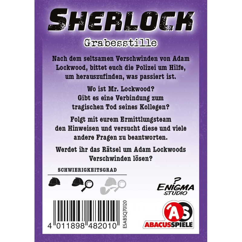 ABACUSSPIELE Sherlock 48201 Grave Silence Crime Card Game Silver
