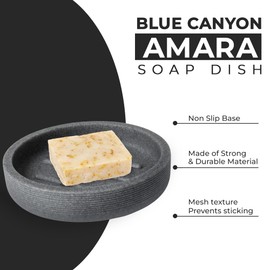 Blue Canyon Amara Soap Dish for Bathroom, Polyresin Soap Dish Travel, Soap Holder, Soap Tray, Soap Holder Dish, Soap Bar Plate, Soap Dish for Kitchen Sink, Decorative Soap Dish, Soap Bar Container