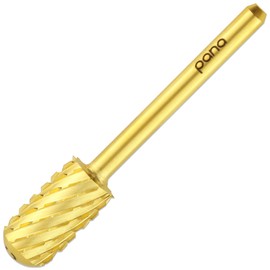 PANA Smooth Top Large Barrel 1/8" Shank Size - (Gold, 3X Coarse Grit) - Fast remove Acrylic or Hard Gel Nail Drill Bit for Manicure Pedicure Salon Professional or Beginner