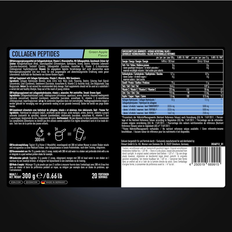 ESN ESN Collagen Peptides, Green Apple, 300 g - made