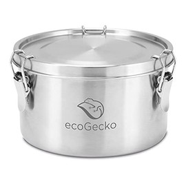 ecoGecko® Premium Brotdose aus Edelstahl rund | das Original | auslaufsicher & dicht | Die hochwertige Lunchbox für Kinder und Erwachsene | 1200ml Fassungsvermögen | Lunchbox rund