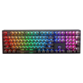 Ducky One 3 Aura Black 100% Mechanical Keyboard: Quack Mechanics Dampening, Hot-Swappable Cherry Red Switches, High-Density PBT Doubleshot Keycaps, RGB, US, Aura Black