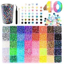 40 Colours 3 mm Jelly Rhinestones, 32000 Pieces Rhinestones for Nails, Glitter Stones Bedazzler Kit, Flatback Rhinestones for DIY Crafts, Clothing, Cups, Cups, Shoes, Fabric and Nail Art