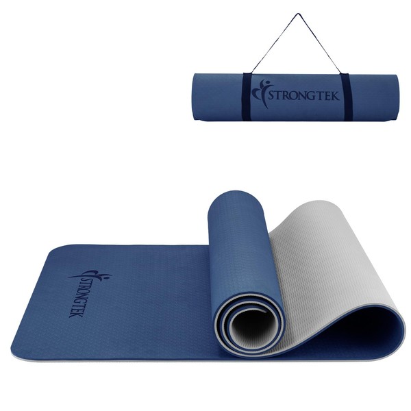 Strongtek Extra Thick Yoga Mat, 8mm, Eco Friendly TPE Yoga
