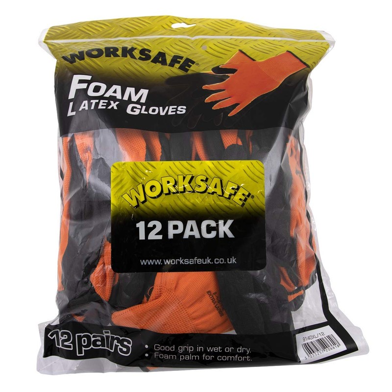 Worksafe 9140XL/12 Foam Latex Grippa Gloves (X-Large) - Pack of