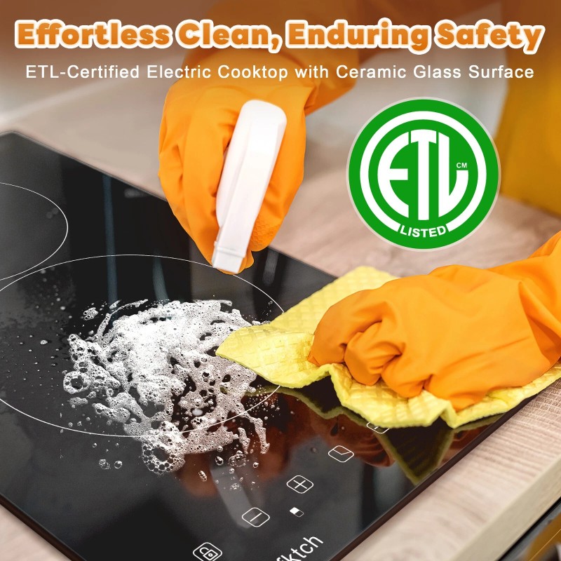 Amzgachfktch 12" Built-in Electric Cooktop 2 Burner Electric Ceramic Stove