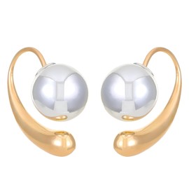 Fashion Silver Ball Hoop Earrings for Women Small Pearl 14k Gold Plated Titanium Hypoallergenic Earrings Jewelry Gift for Woman Dainty Huggie Earring (604-Ball Hoop Earrings)