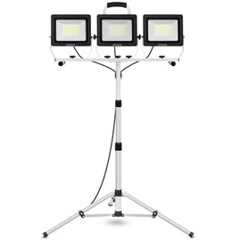 UFOND 22000 Lumen LED Work Light with Stand,3 Head Portable Work Lights with Individual Switch,Waterproof Work Lamp, Adjustable Metal Telescoping Tripod with Power Cord