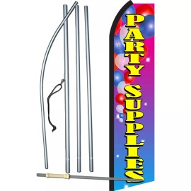 Party Supplies Pink And Yellow Complete Swooper Flag Bundle