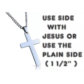 Fashion Jewelry JESUS ENGRAVED CROSS RELIGIOUS CHRISTIAN GOD On Pendant 20" 925 Silver Necklace