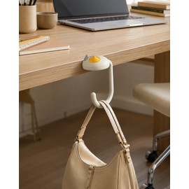 Cat Desk Hooks for Bags & Keys – 2-Pack Adhesive No-Drill Hangers for Desk Side, Dorm, Home & Office Storage