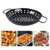 Round Grill Wok with Handle,Carbon Steel Grill Pan With Holes,Non-Stick