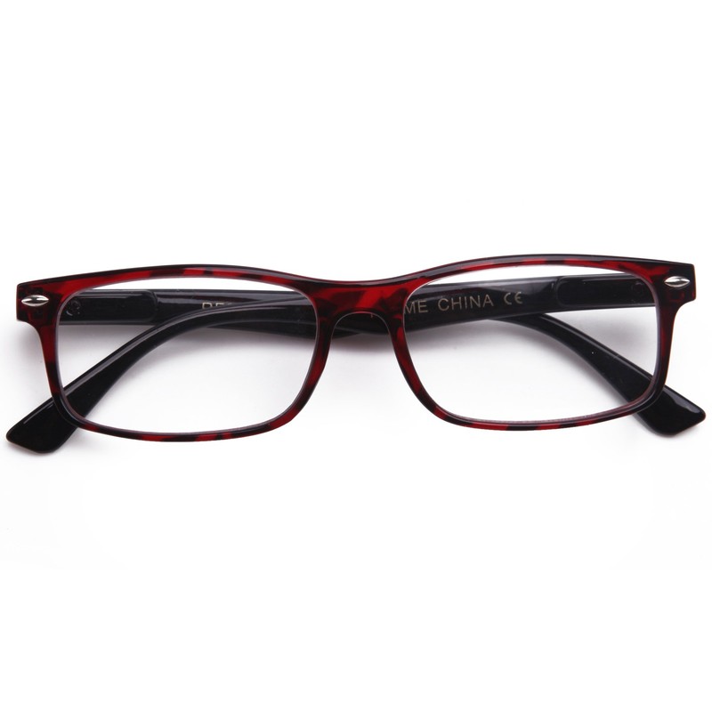 Ligh Compact Squared Fashion Reading Glasses Translucent Red Wine Spring