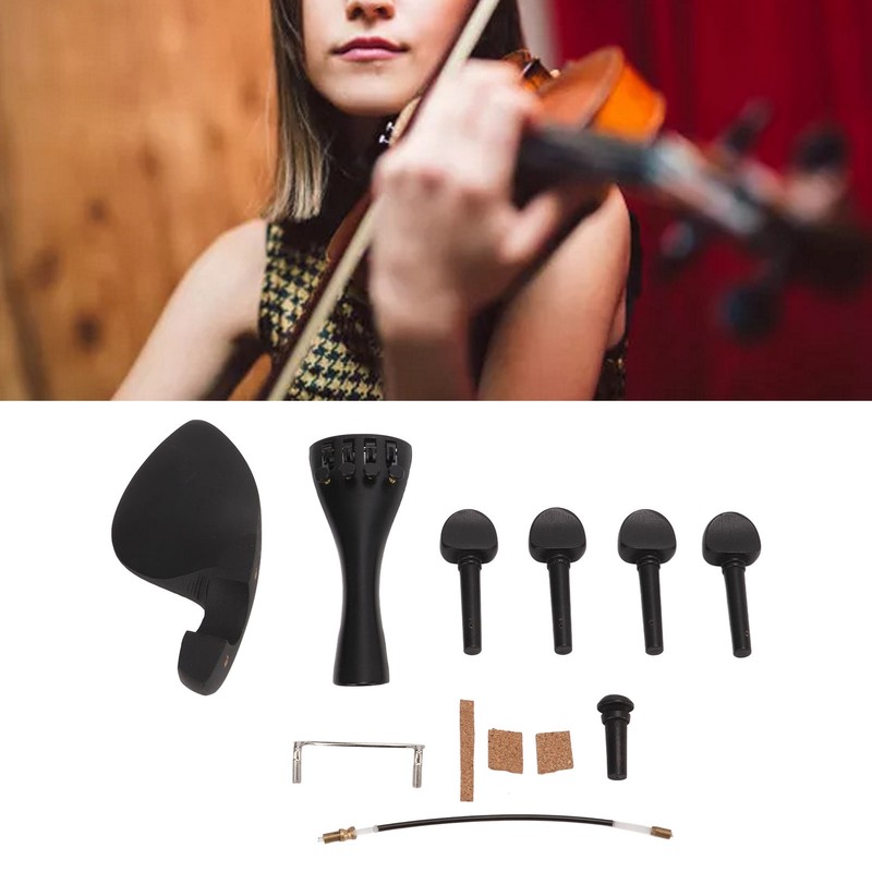 Violin Fiddle Accessories Kit Replacement Parts Metal Wooden for 4/4