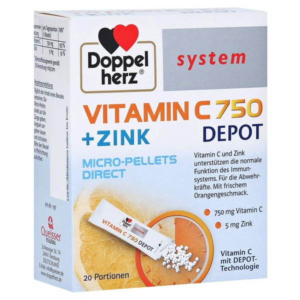 Doppelherz Vitamin C 750 Depot System Pellets Pack of 20