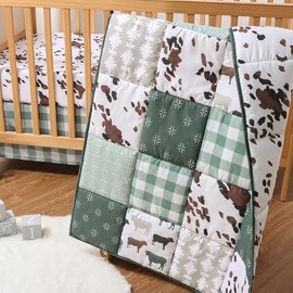 The Peanutshell 3 Piece Baby Crib Bedding Set for Boys & Girls - Newborn, Infant & Toddler Nursery Bed Set Decor with Fitted Crib Sheet, Dust Ruffle Comforter - Boho Farm