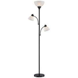 Bingham Modern Torchiere Floor Lamp 3-Light Tree 71.5" Tall Black Metal White Shades Standing Pole Light for Living Room Reading House Bedroom Home Decor - 360 Lighting