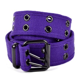 boxed-gifts Solid Color Military and Casual Canvas Belt, Double Grommet Unisex Belt for Men and Women - Purple
