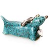 Enigma Supplies Ceramic Dachshund Statue in Teal with Wooden Heart