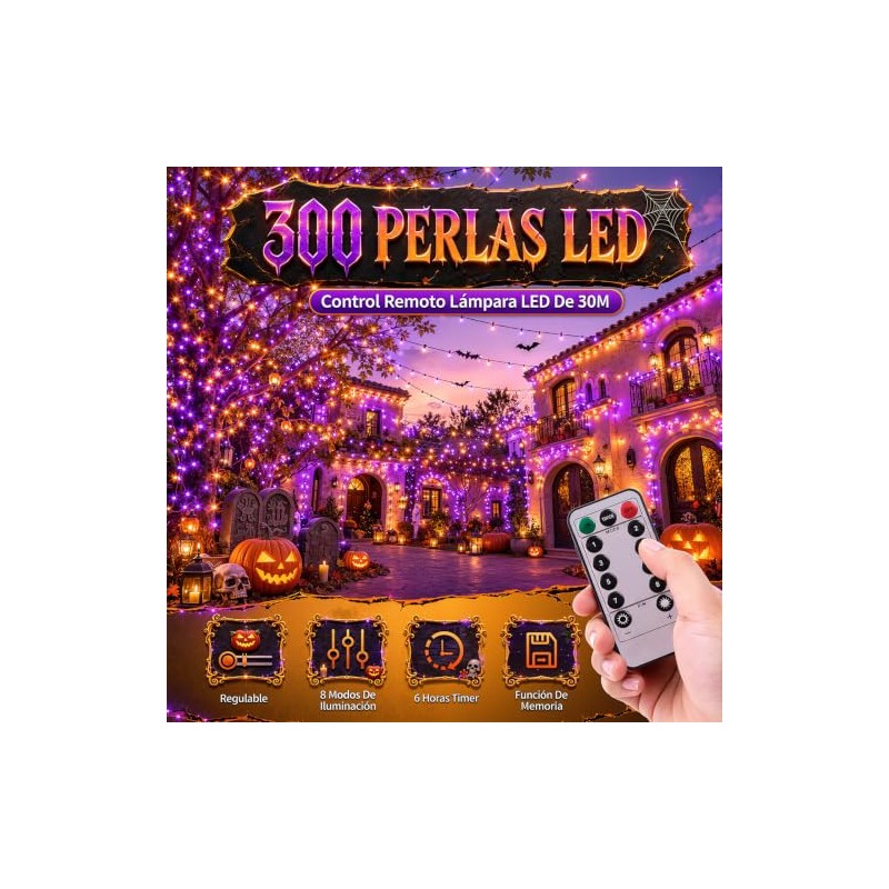 Luces LED Halloween para Exteriores de 30M 300 LED, Luz
