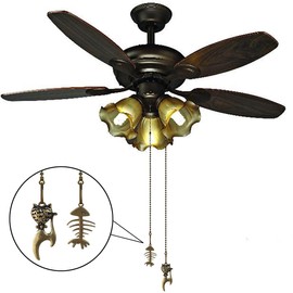 Hyamass 2Pcs 12inch Ceiling Fan Pull Chains Vintage Cat eats Fish Charm Pendant Ceiling Fan Danglers Fan Pulls Chain Extender with Ball Chain Connector for Ceiling Fan Light Decoration