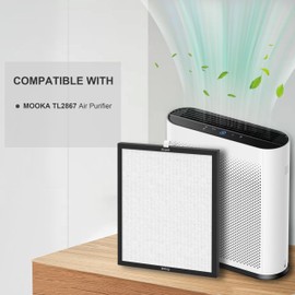 Skydiras 2 Pack TL2867 Air Purifier Filter Replacement, Compatible with Mooka TL2867 Air Purifier, H13 True HEPA + Activated Caron for Dust, Allergens, Smoke and Odor