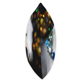 White Horse Christmas Wreath Holiday Light Winter Throw Pillow, 16x16, Multicolor