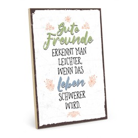 TypeStoff HS-00336 Wooden Sign with Saying - Good Friends Recognize - Vintage Look with Quote as a Gift and Decoration on Friendship Theme