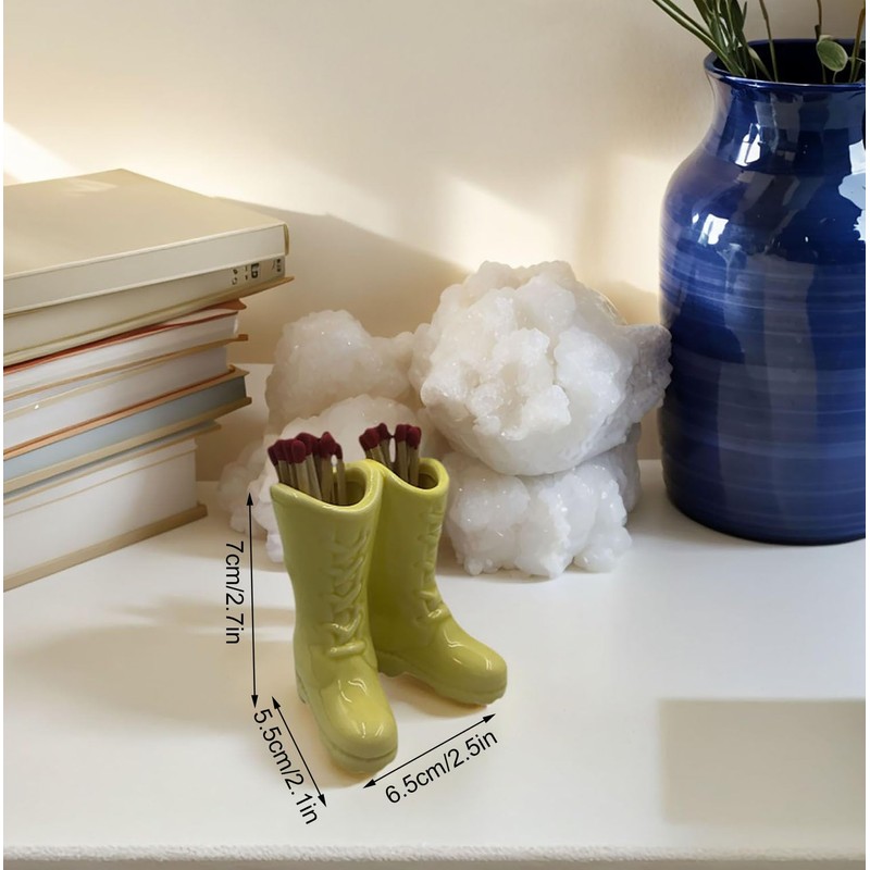 WJINNG Cowboy Boot Match Holder, Match Holder with Striker, Decorative