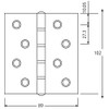Best 110 Noiseless Hinge 2.5x102x89mm Hairline 0150-030