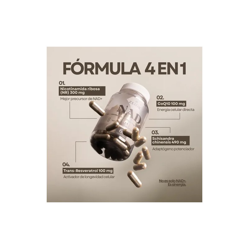 Nad + Suplemento Nicotinamida Resveratrol 180 Capsulas Zeiör