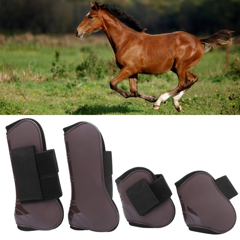 1Set Horse Tendon Boots PU Elastic Thickened Adjustable Horse Leg