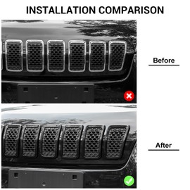 JeCar for Jeep Cherokee Grill Inserts, Front Grille Inserts for 2019-2020 Jeep Cherokee (Black)