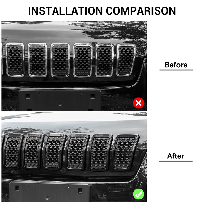 JeCar for Jeep Cherokee Grill Inserts, Front Grille Inserts for