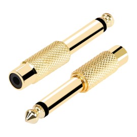 PNGKNYOCN Audio Adapter 1/4" to RCA Audio Adapter Gold Plated RCA to 6.35mm Mono TS Audio Connector for Guitar Mixer Amplifier (Pack of 2)