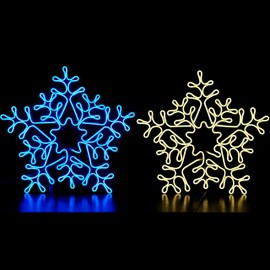 Lightshare 2PCS 20'' Snowflake Neon Rope Light Decorative Light Indoor Ountdoor Use for Christmas Party Festival Wedding(Warm White + Blue)