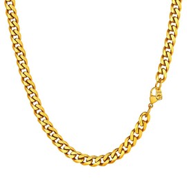 PROSTEEL Gold Plated Thick Chain Necklace Curb Cuban Link Chain 6mm 14 inch Short Choker