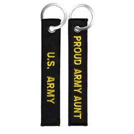 U.S. Army / Proud Army Aunt - Black Embroidered Key Chain Fob