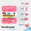 Enday Pencil Box Pink, Plastic Double Deck Pencil Case with