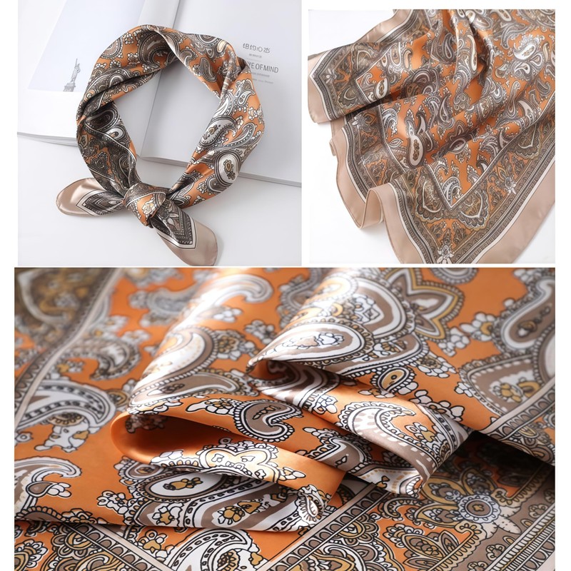 Loopunk Pack of 6 Multicolor Paisley Pattern Square Silk Scarf