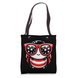 Ladybug 4th of July US Flag Patriotic Tote Bag